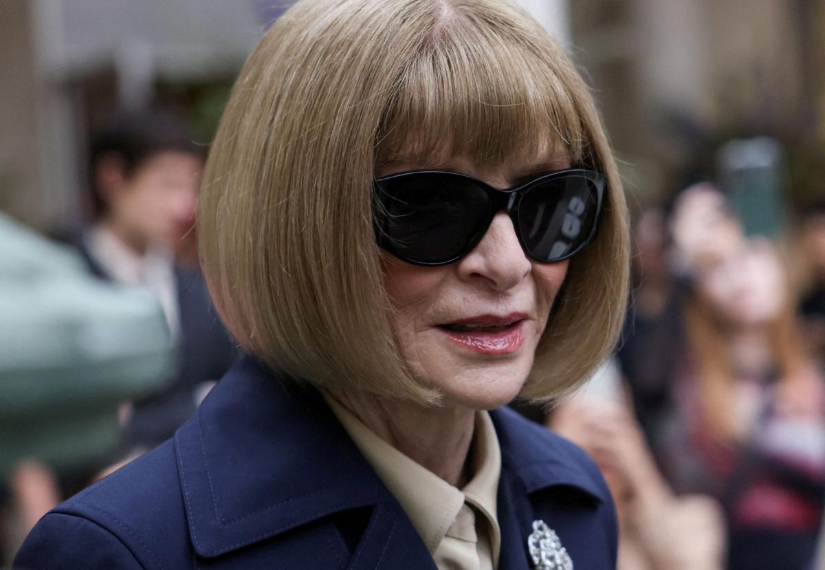 Anna Wintour attends opening remarks during a press preview of The Costume Institute's exhibition "Superfine: Tailoring Black Style" at The Metropolitan Museum of Art in New York City, U.S., May 5, 2025. REUTERS/Caitlin Ochs